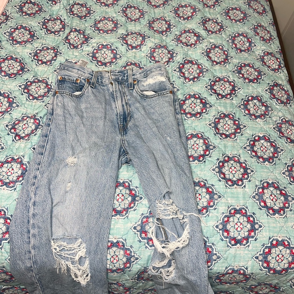 Levi's Light Blue Ripped Flare Jeans